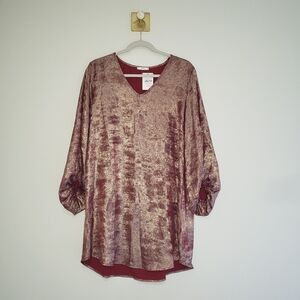 JODIFL NWT Shimmering Burgundy Gold V-Neck Dress Small Party Holiday Christmas